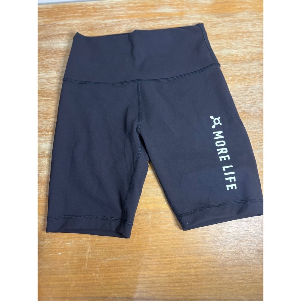 Lululemon Align High Rise Bike Shorts‎ Black Size 6 MORE LIFE Orange Theory